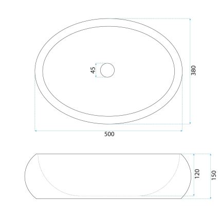 REA-U7350 - Umyvadlo na desku MIKA 38x50 cm bílá/imitace kamene