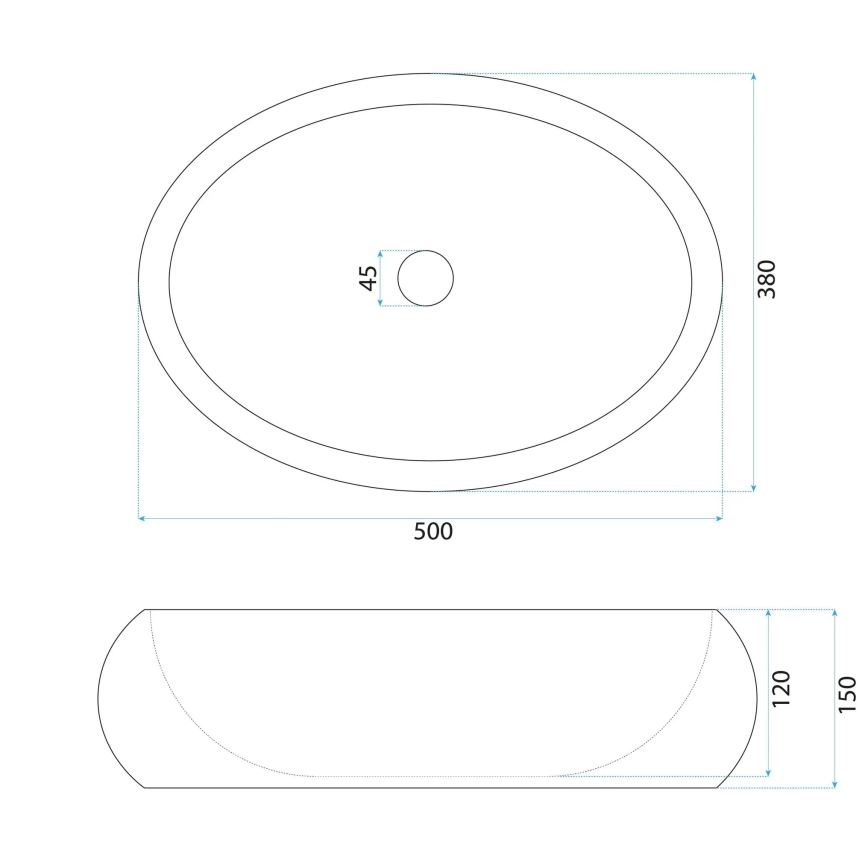 REA-U7350 - Umyvadlo na desku MIKA 38x50 cm bílá/imitace kamene