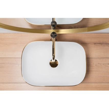 REA-U7422 - Umyvadlo na desku BELINDA 33x46,5 cm keramika/bílá/zlatá