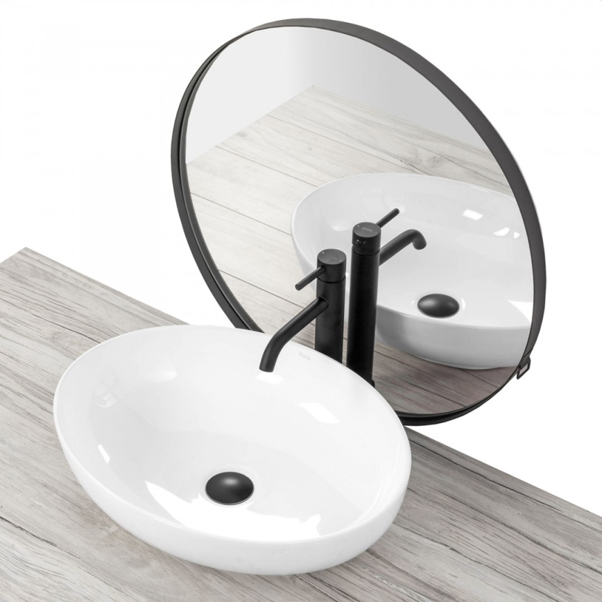 REA-U8198 - Umyvadlo na desku CAROLA SLIM 39x51,5 cm keramika/lesklá bílá