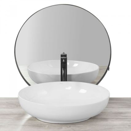 REA-U8198 - Umyvadlo na desku CAROLA SLIM 39x51,5 cm keramika/lesklá bílá