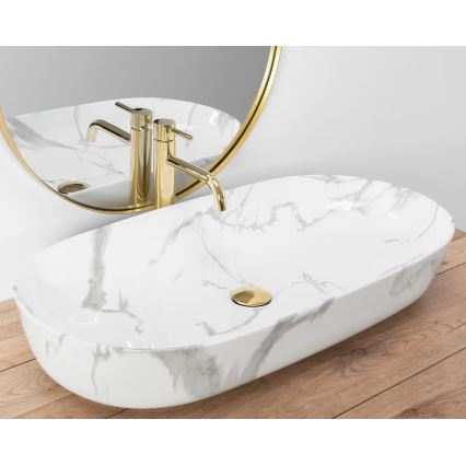REA-U8403 - Umyvadlo na desku CLEO 41x81 cm keramika/dekor mramoru