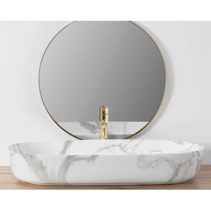 REA-U8403 - Umyvadlo na desku CLEO 41x81 cm keramika/dekor mramoru