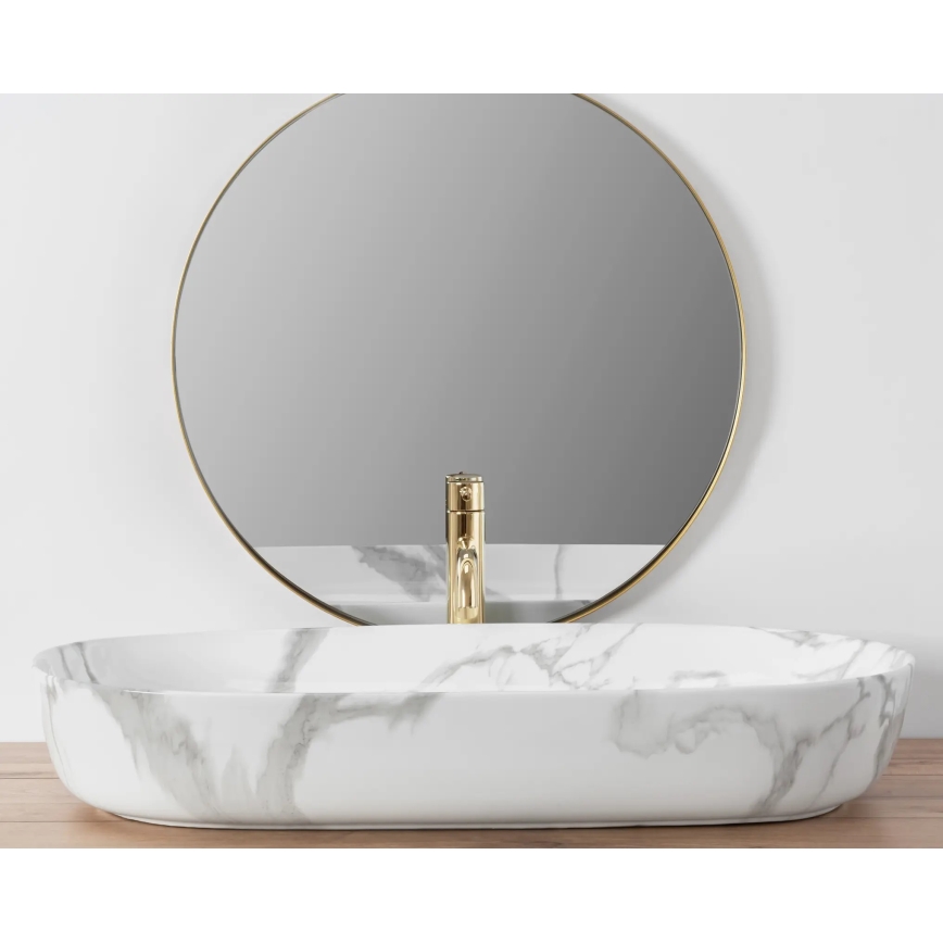 REA-U8403 - Umyvadlo na desku CLEO 41x81 cm keramika/dekor mramoru