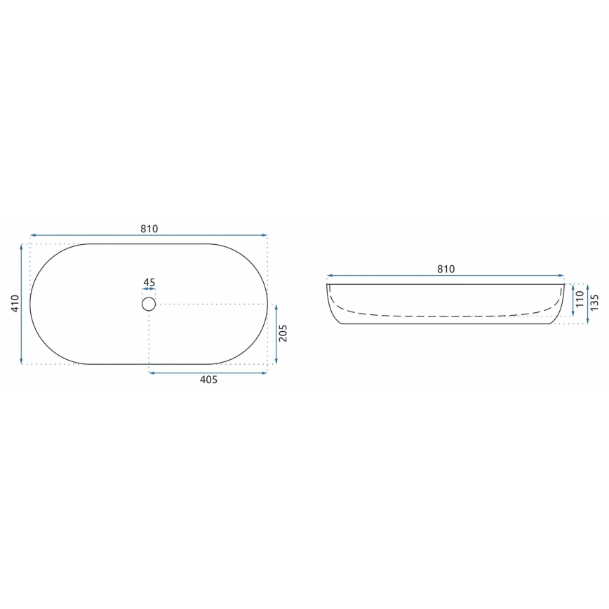 REA-U8403 - Umyvadlo na desku CLEO 41x81 cm keramika/dekor mramoru