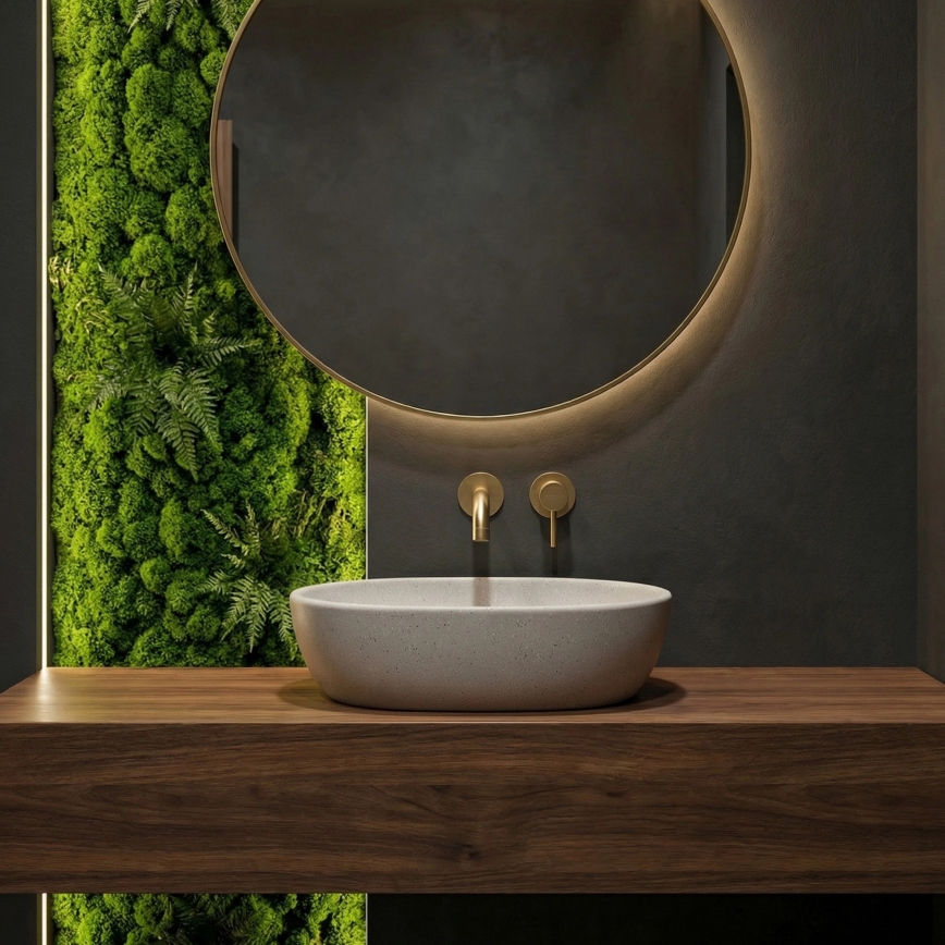 REA-U8480 - Umyvadlo na desku AMELIA 34,5x48 cm keramika/imitace kamene