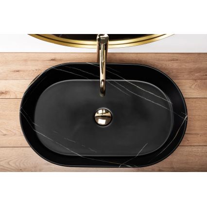 REA-U8565 - Umyvadlo na desku NADIA 38,5x61 cm keramika/matná černá