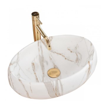 REA-U8568 - Umyvadlo na desku LINDA 34x48,5 cm keramika/dekor mramoru