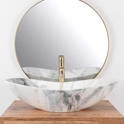 REA-U8596 - Umyvadlo na desku ROYAL 36x62,5 cm keramika/bílá/šedá/imitace kamene
