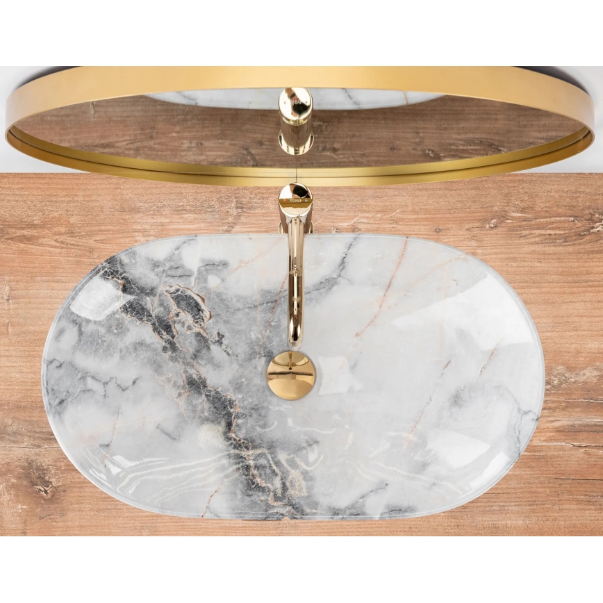 REA-U8596 - Umyvadlo na desku ROYAL 36x62,5 cm keramika/bílá/šedá/imitace kamene