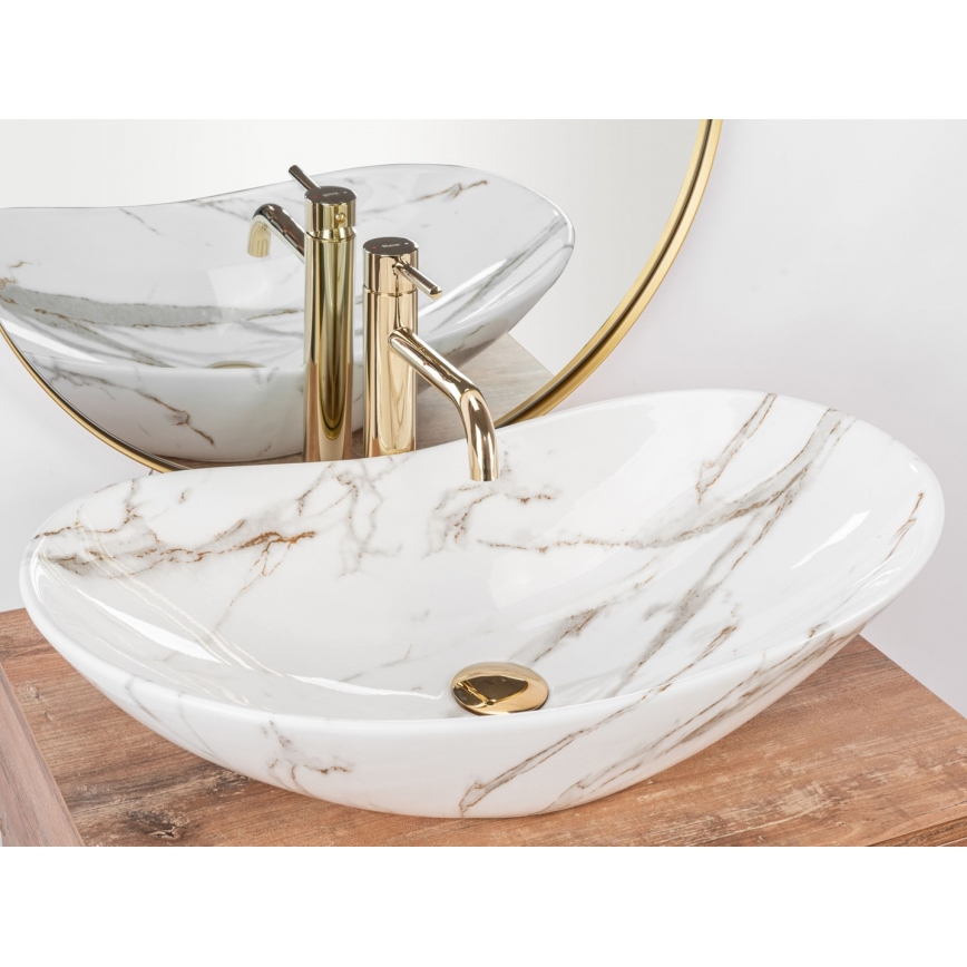 REA-U8597 - Umyvadlo na desku ROYAL 36x62 cm keramika/dekor mramoru