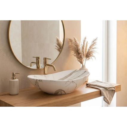REA-U8598 - Umyvadlo na desku ROYAL 36x60,5 cm keramika/dekor mramoru