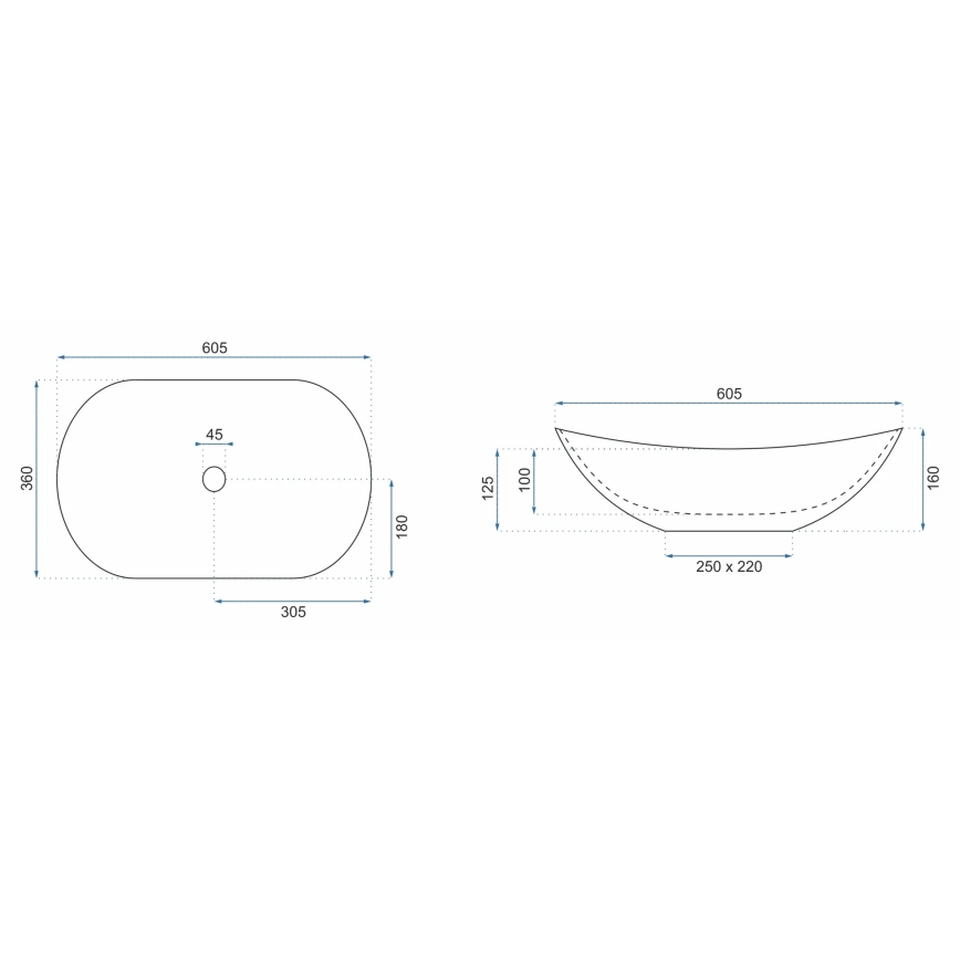 REA-U8598 - Umyvadlo na desku ROYAL 36x60,5 cm keramika/dekor mramoru
