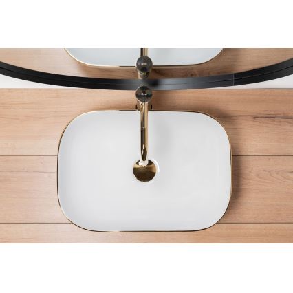 REA-U8736 - Umyvadlo na desku BELINDA 33,5x46,5 cm keramika/bílá/zlatá