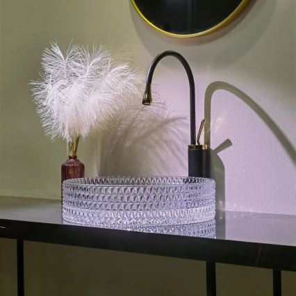 REA-U8881 - Umyvadlo na desku CRISTAL pr. 39 cm sklo/čirá