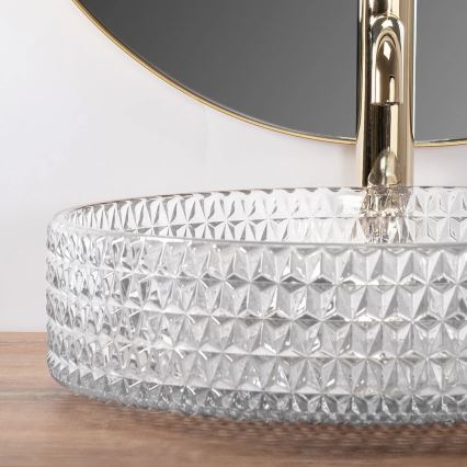 REA-U8881 - Umyvadlo na desku CRISTAL pr. 39 cm sklo/čirá