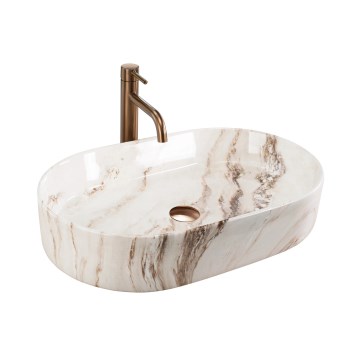 REA-U9239 - Umyvadlo na desku NADIA 38,5x61 cm keramika/béžová/imitace kamene