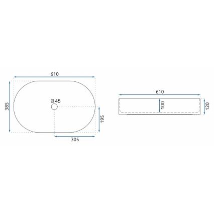 REA-U9239 - Umyvadlo na desku NADIA 38,5x61 cm keramika/béžová/imitace kamene