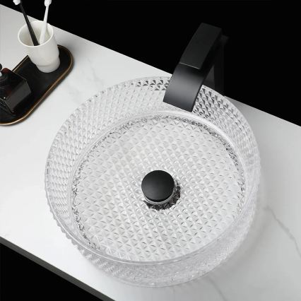 REA-U9670 - Umyvadlo na desku CRISTAL 35,5 cm sklo/čirá