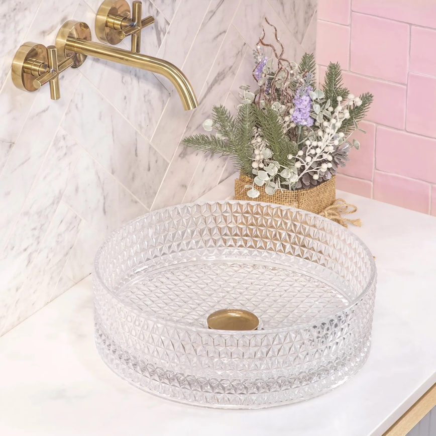 REA-U9670 - Umyvadlo na desku CRISTAL 35,5 cm sklo/čirá