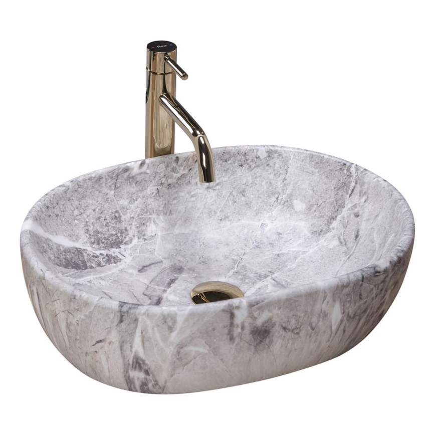 REA-U9888  - Umyvadlo na desku LARA 35x48,5 cm keramika/imitace kamene