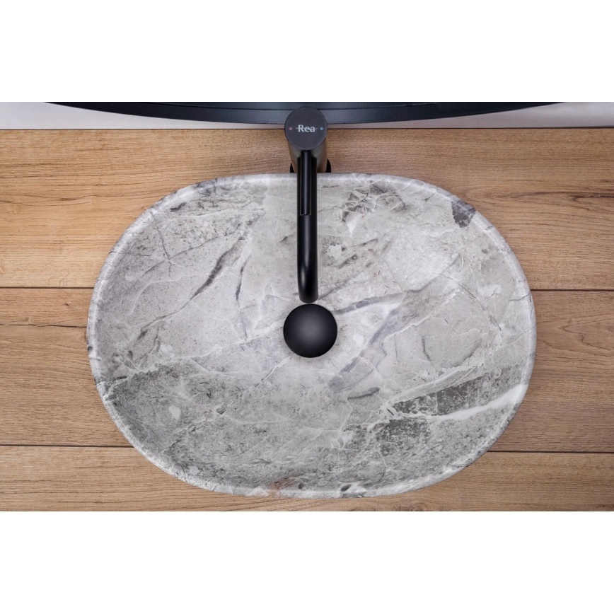REA-U9888  - Umyvadlo na desku LARA 35x48,5 cm keramika/imitace kamene