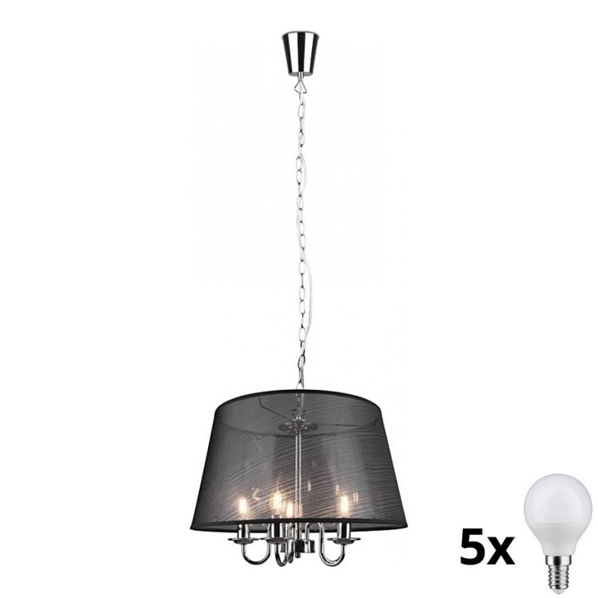 Reality - LED Lustr na řetězu CIMA 5xE14/40W/230V černá