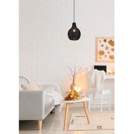 Reality - Lustr na lanku SPROUT 1xE14/40W/230V černá/ratan