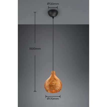 Reality - Lustr na lanku SPROUT 1xE14/40W/230V hnědá/ratan