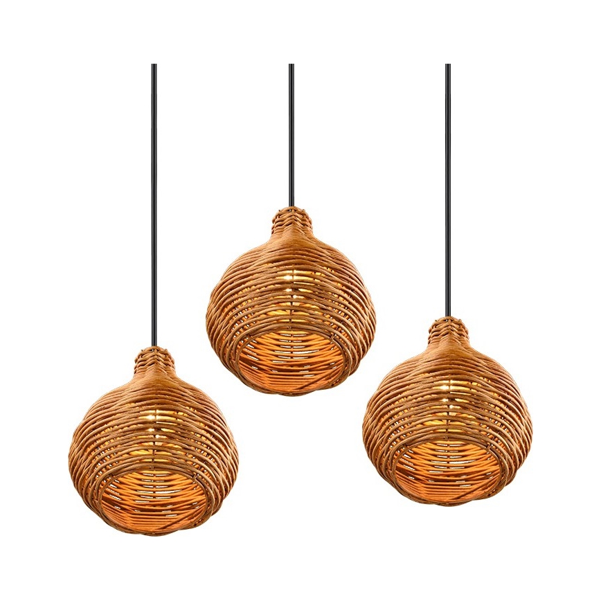 Reality - Lustr na lanku SPROUT 3xE14/40W/230V hnědá/ratan