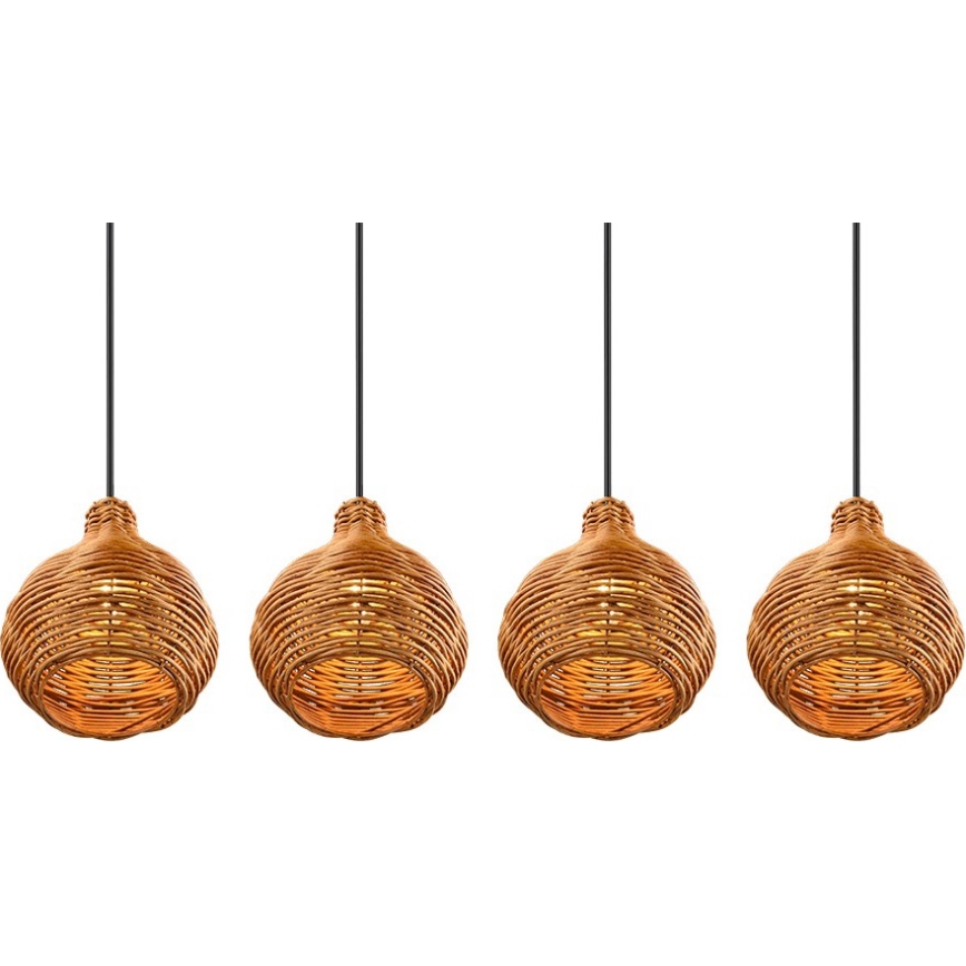 Reality - Lustr na lanku SPROUT 3xE14/40W/230V hnědá/ratan