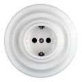 Reblig - Porcelánová retro domovní zásuvka s rámečkem SCHUKO 250V/16A bílá