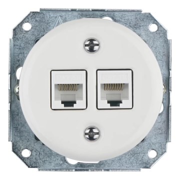 Reblig - Porcelánová retro ethernetová zásuvka bez rámečku 2x CAT.5E bílá