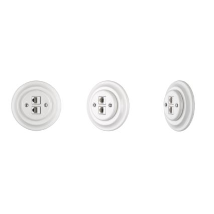 Reblig - Porcelánová retro ethernetová zásuvka s rámečkem 2x CAT.5E bílá