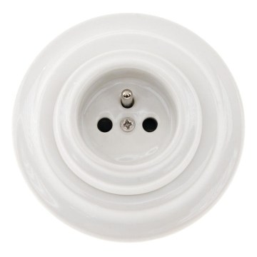 Reblig - Porcelánová retro zásuvka domovní s rámečkem 250V/16A bílá