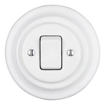 Reblig - Porcelánový retro jednoduchý vypínač s rámečkem č. 7 bílá