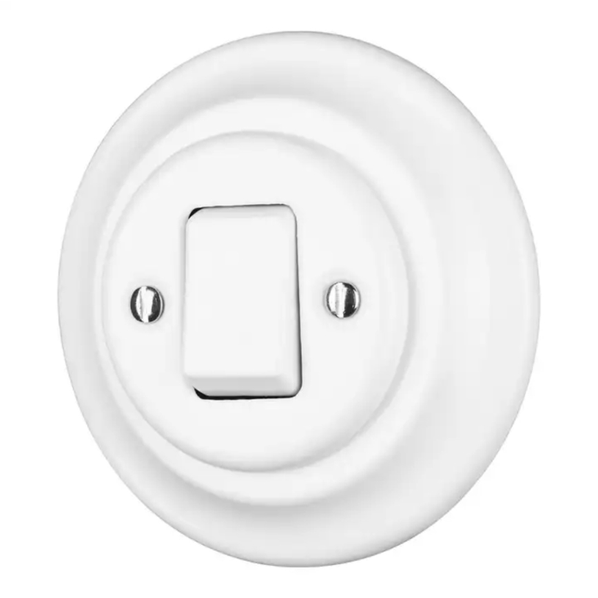 Reblig - Porcelánový retro jednoduchý vypínač s rámečkem č. 7 bílá