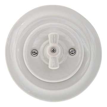 Reblig - Porcelánový retro vypínač otočný s rámečkem č. 7 bílá