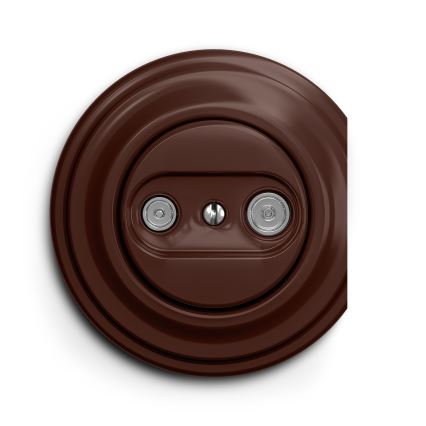 Reblig - Retro účastnická zásuvka TV+R (koncová) bez rámečku hnědá