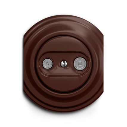 Reblig - Retro účastnická zásuvka TV+R (průběžná) bez rámečku hnědá