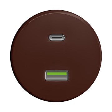 Reblig - Retro USB zásuvka A+C bez rámečku hnědá