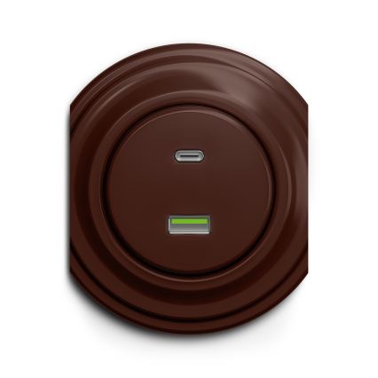 Reblig - Retro USB zásuvka A+C bez rámečku hnědá