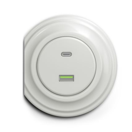 Reblig - Retro USB zásuvka A+C bez rámečku keramická bílá
