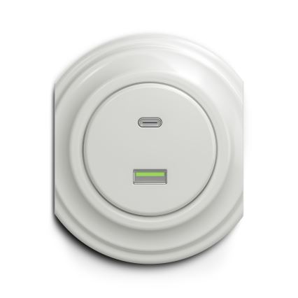 Reblig - Retro USB zásuvka A+C bez rámečku keramická bílá
