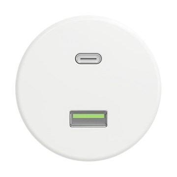 Reblig - Retro USB zásuvka A+C bez rámečku sněhově bílá