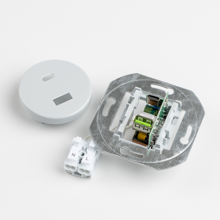 Reblig - Retro USB zásuvka A+C s rámečkem šedá