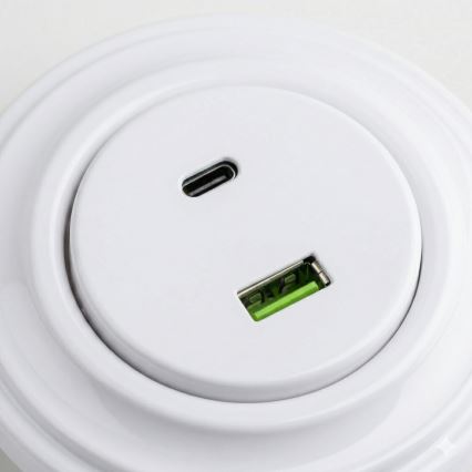 Reblig - Retro USB zásuvka A+C s rámečkem sněhově bílá
