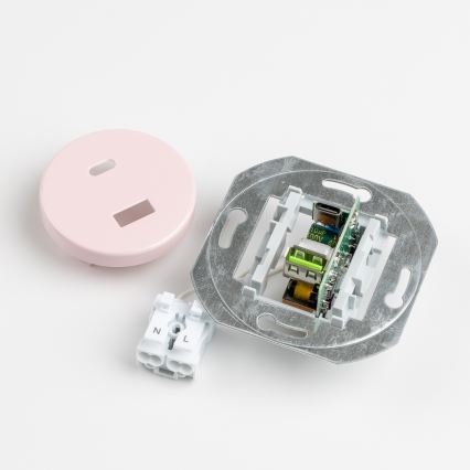 Reblig - Retro USB zásuvka A+C s rámečkem starorůžová