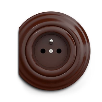 Reblig - Retro zásuvka domovní bez rámečku 230V hnědá