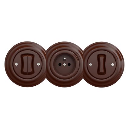Reblig - Retro zásuvka domovní bez rámečku SCHUKO 230V/16A hnědá